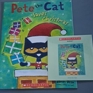 New Scholastic Pete the Cat Saves Christmas Book with CD